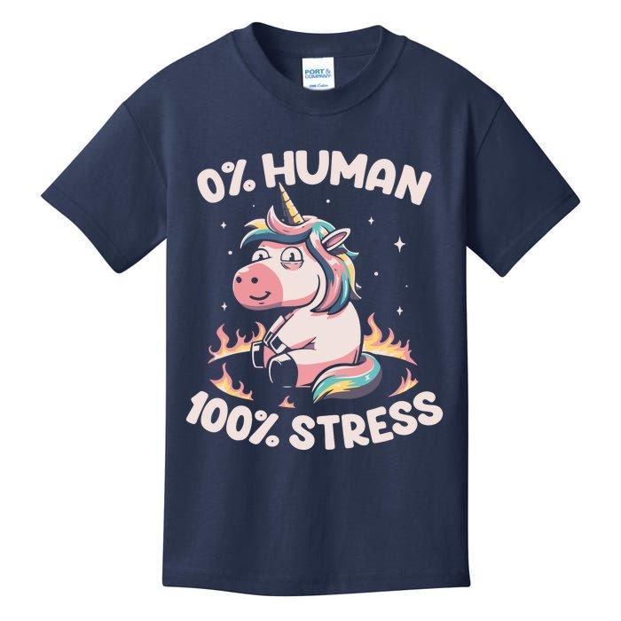 Funny Not Human Just Stressed Unicorn Burn Rainbow Kids T-Shirt