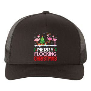 Flamingo Noel Hats Dancing On Snow Merry Flocking Christmas Yupoong Adult 5-Panel Trucker Hat