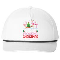 Flamingo Noel Hats Dancing On Snow Merry Flocking Christmas Snapback Five-Panel Rope Hat