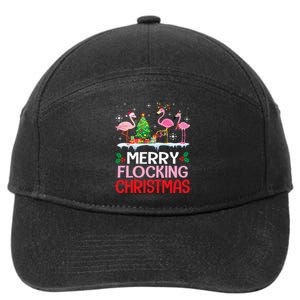 Flamingo Noel Hats Dancing On Snow Merry Flocking Christmas 7-Panel Snapback Hat