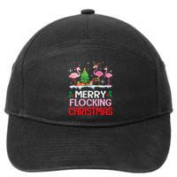 Flamingo Noel Hats Dancing On Snow Merry Flocking Christmas 7-Panel Snapback Hat