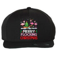 Flamingo Noel Hats Dancing On Snow Merry Flocking Christmas Wool Snapback Cap