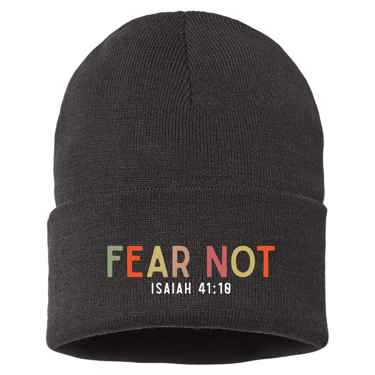 Fear Not Isaiah 41 10 God Faith Jesus Christianity Sustainable Knit Beanie