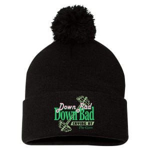 Funny Now IM Down Bad Crying At The Gym Pom Pom 12in Knit Beanie