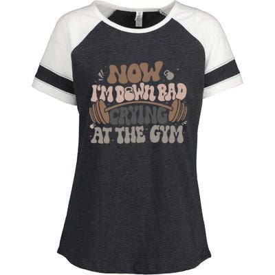 Funny Now IM Down Bad Crying At The Gym Enza Ladies Jersey Colorblock Tee