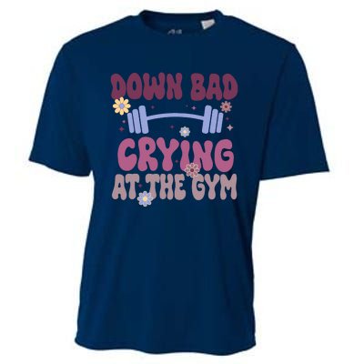 Funny Now IM Down Bad Crying At The Gym Groovy Cooling Performance Crew T-Shirt