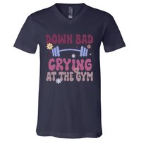 Funny Now IM Down Bad Crying At The Gym Groovy V-Neck T-Shirt