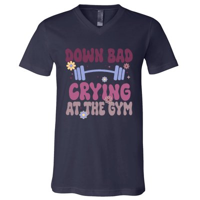 Funny Now IM Down Bad Crying At The Gym Groovy V-Neck T-Shirt