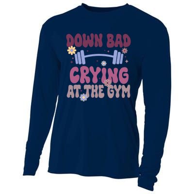 Funny Now IM Down Bad Crying At The Gym Groovy Cooling Performance Long Sleeve Crew