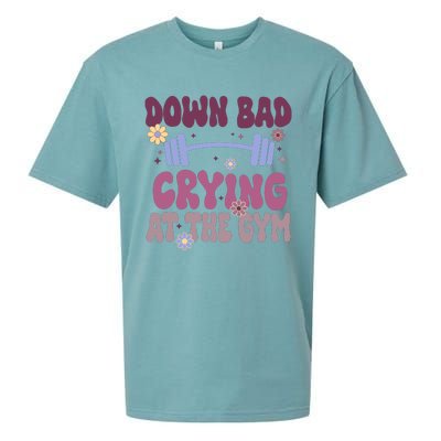 Funny Now IM Down Bad Crying At The Gym Groovy Sueded Cloud Jersey T-Shirt