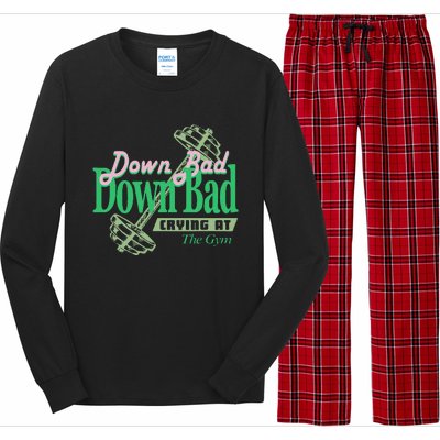 Funny Now IM Down Bad Crying At The Gym Gift Long Sleeve Pajama Set