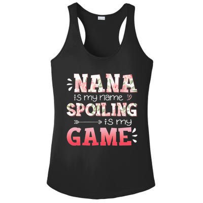 Floral Nana Is My Name Spoiling Is My Game Grandma Life Ladies PosiCharge Competitor Racerback Tank