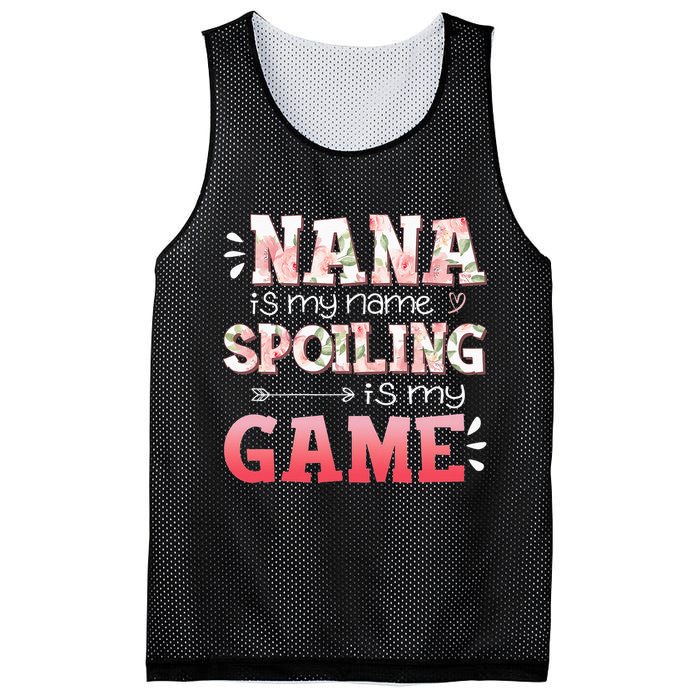 Floral Nana Is My Name Spoiling Is My Game Grandma Life Mesh Reversible Basketball Jersey Tank