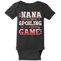 Floral Nana Is My Name Spoiling Is My Game Grandma Life Baby Bodysuit