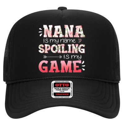 Floral Nana Is My Name Spoiling Is My Game Grandma Life Trucker Hat