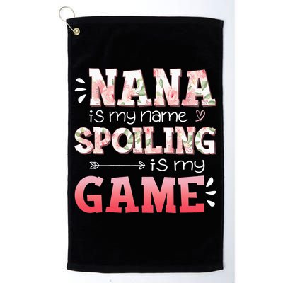 Floral Nana Is My Name Spoiling Is My Game Grandma Life Golf Towel