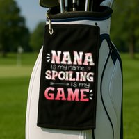 Floral Nana Is My Name Spoiling Is My Game Grandma Life Golf Towel