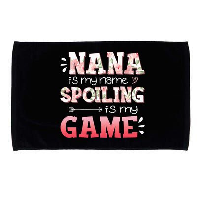 Floral Nana Is My Name Spoiling Is My Game Grandma Life Microfiber Hand Towel