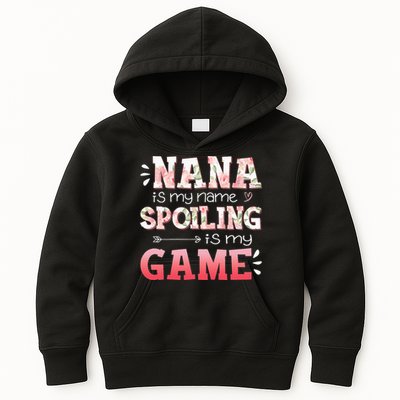 Floral Nana Is My Name Spoiling Is My Game Grandma Life Kids Hoodie