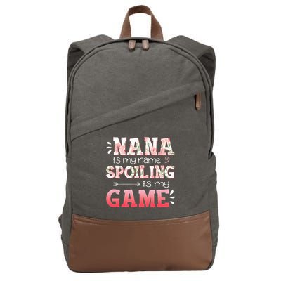 Floral Nana Is My Name Spoiling Is My Game Grandma Life Cotton Canvas Backpack