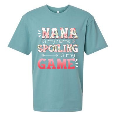 Floral Nana Is My Name Spoiling Is My Game Grandma Life Sueded Cloud Jersey T-Shirt