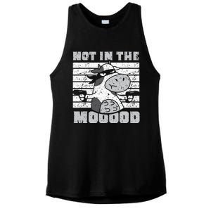 funny Not In The Mooood Cow Cows Farm Ladies PosiCharge Tri-Blend Wicking Tank