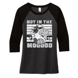 funny Not In The Mooood Cow Cows Farm Women's Tri-Blend 3/4-Sleeve Raglan Shirt