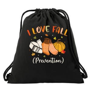 Funny Nurse I Love Fall Prevention Fall Physical Therapy Drawstring Bag