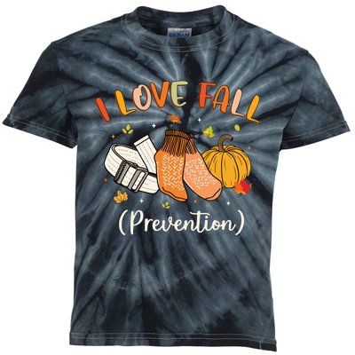 Funny Nurse I Love Fall Prevention Fall Physical Therapy Kids Tie-Dye T-Shirt