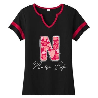 Funny N Is For Nurse Life Nursing Student Valentines Day Cool Gift Ladies Halftime Notch Neck Tee