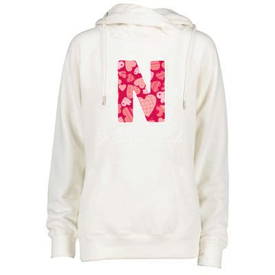 Funny N Is For Nurse Life Nursing Student Valentines Day Cool Gift Womens Funnel Neck Pullover Hood