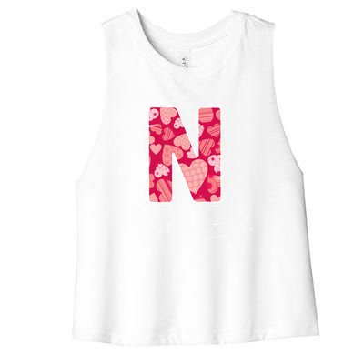 Funny N Is For Nurse Life Nursing Student Valentines Day Cool Gift Women's Racerback Cropped Tank