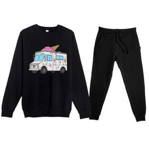 Funny Nostalgic Ice Cream Truck Summer Adventure Lover Meaningful Gift Premium Crewneck Sweatsuit Set