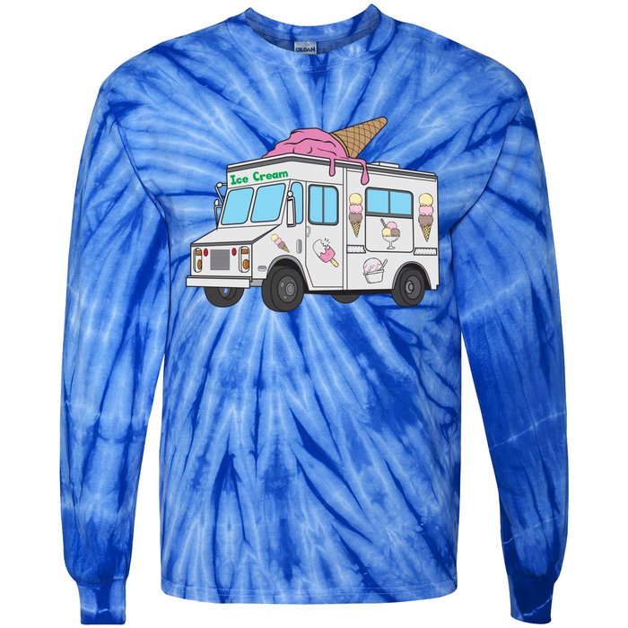 Funny Nostalgic Ice Cream Truck Summer Adventure Lover Meaningful Gift Tie-Dye Long Sleeve Shirt