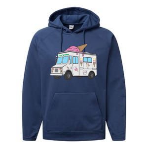 Funny Nostalgic Ice Cream Truck Summer Adventure Lover Meaningful Gift Performance Fleece Hoodie