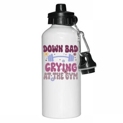 Funny Now IM Down Bad Crying At The Gym Groovy Aluminum Water Bottle