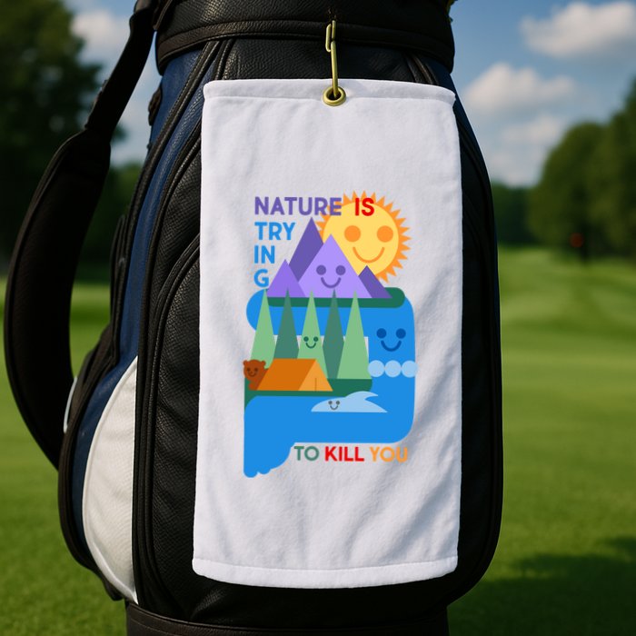 Funny Nature Is Trying To Kill You Golf Towel
