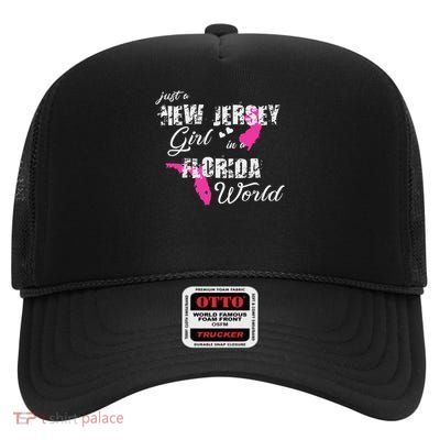 Funny New Jersey S Just A New Jersey Girl In A Florida High Crown Mesh Back Trucker Hat