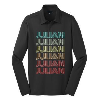 First Name JULIAN Boy Retro Personalized Girl Birthday Son Silk Touch Performance Long Sleeve Polo