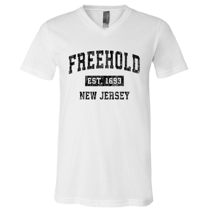 Freehold New Jersey Nj Vintage Established Sports Design V-Neck T-Shirt