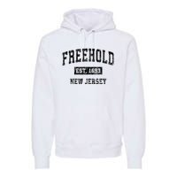 Freehold New Jersey Nj Vintage Established Sports Design Premium Hoodie