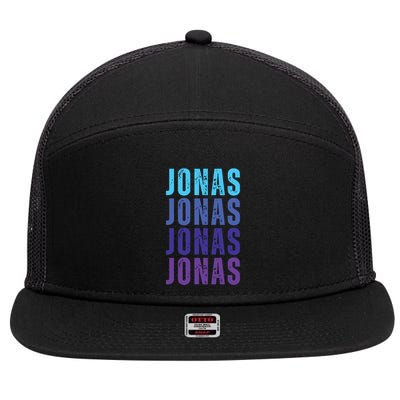 First Name Jonas I Love Jonas 7 Panel Mesh Trucker Snapback Hat