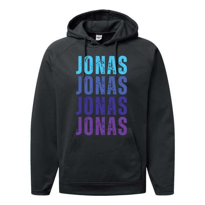 First Name Jonas I Love Jonas Performance Fleece Hoodie