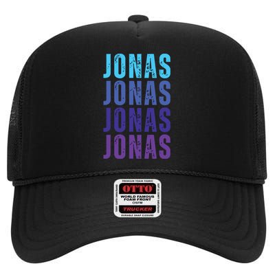 First Name Jonas I Love Jonas High Crown Mesh Back Trucker Hat