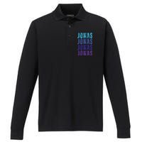 First Name Jonas I Love Jonas Performance Long Sleeve Polo