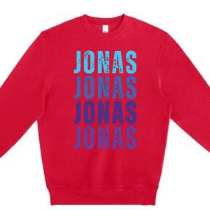 First Name Jonas I Love Jonas Premium Crewneck Sweatshirt