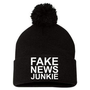 Fake News Junkie Pom Pom 12in Knit Beanie