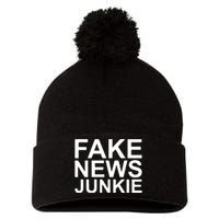 Fake News Junkie Pom Pom 12in Knit Beanie