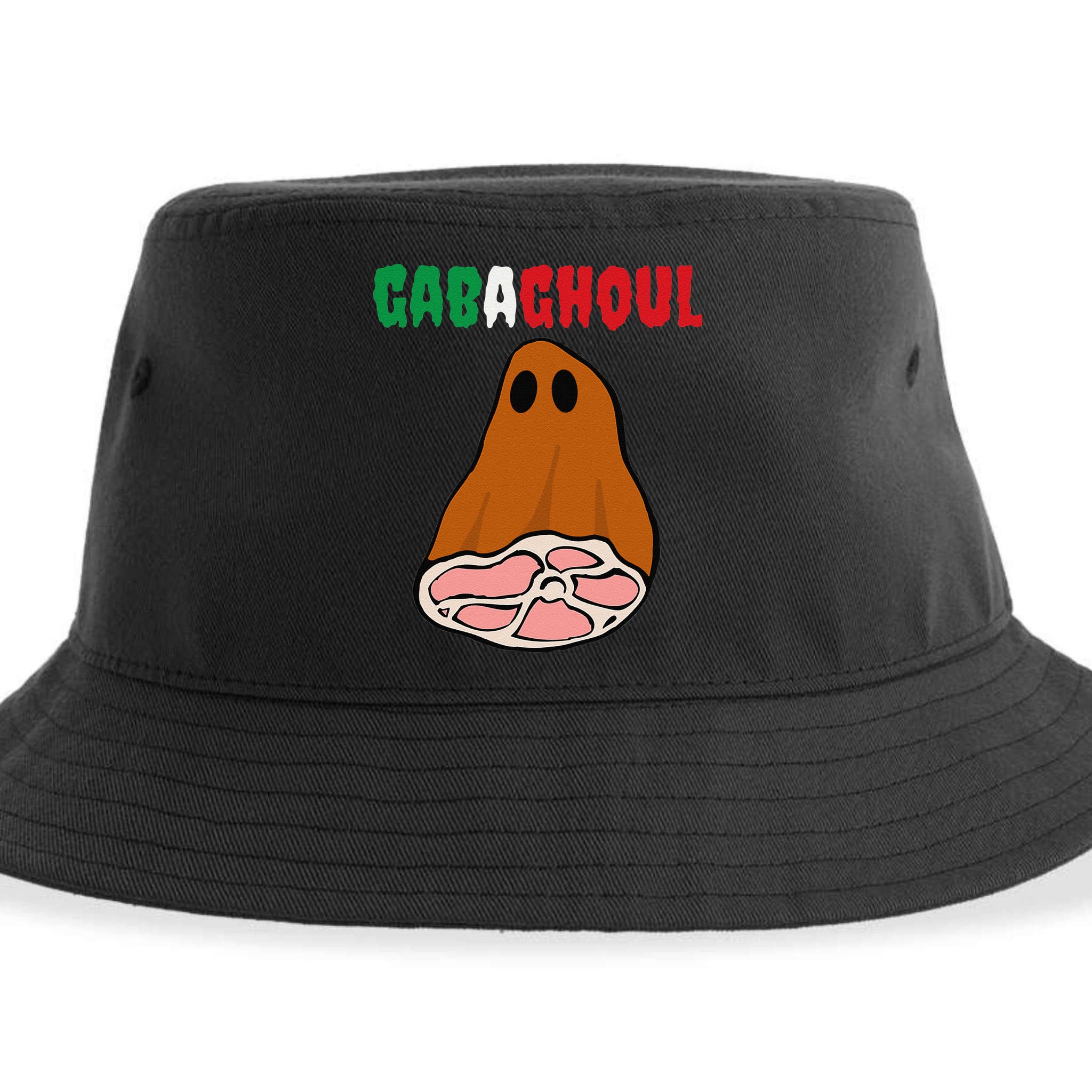 Funny New Jersey Slang Gabagool Spooky Halloween Gabaghoul Sustainable Bucket Hat