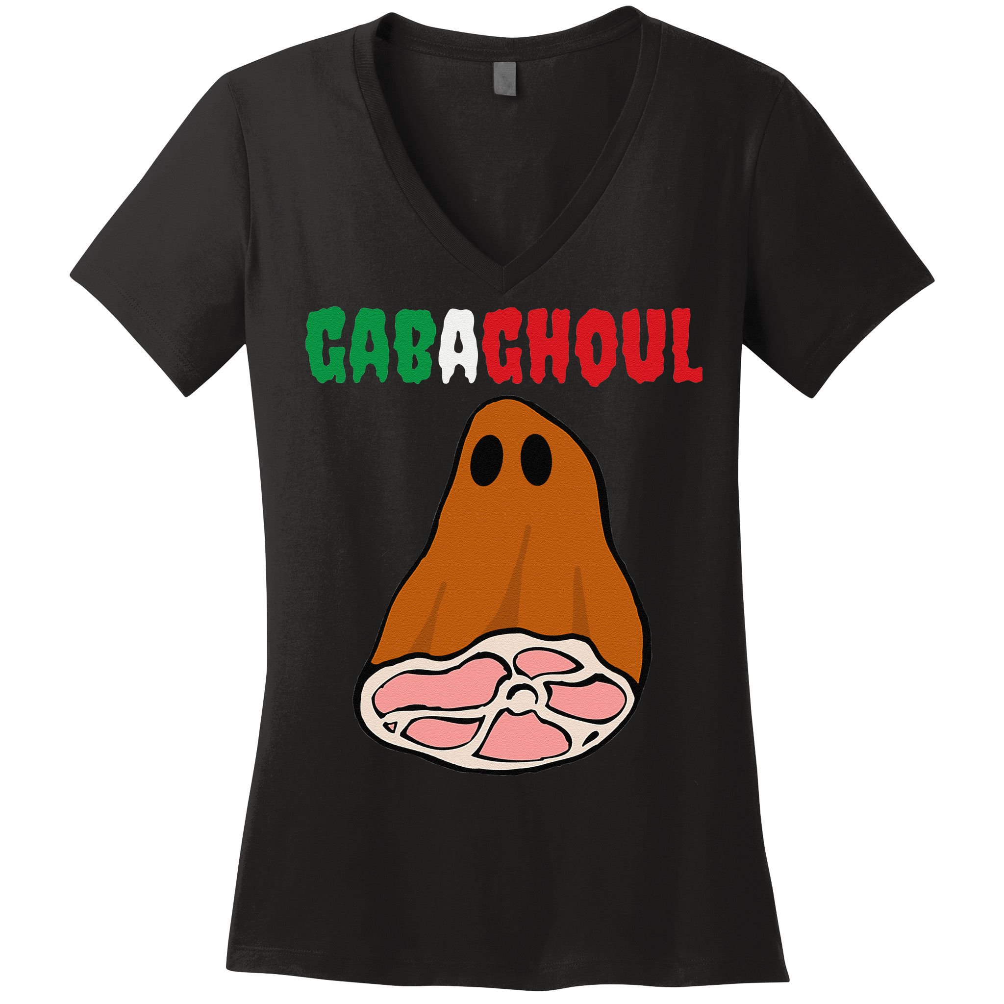 Funny New Jersey Slang Gabagool Spooky Halloween Gabaghoul Women's V-Neck T-Shirt